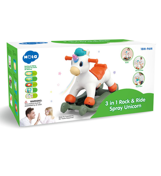 Unicornio Correpasillos, 3 ejercicios en 1: Agitar, Deslizarse y Sentarse, 1 Unidad